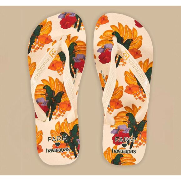 ~ FARM RIO Havianas 9/10 Flip Flops Thongs Sandals Beachy Tropical Parrot Summer - Picture 3 of 7